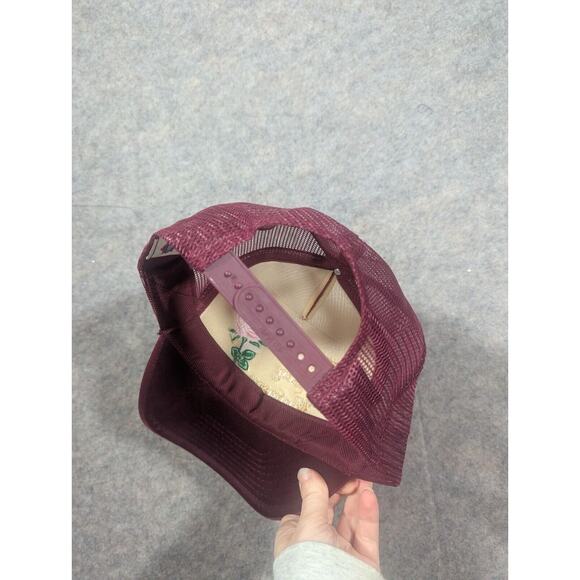 Gangsters Buy Flowers Maroon Mesh Trucker Hat Embroidered Rose Streetwear Nissin - Picture 6 of 6